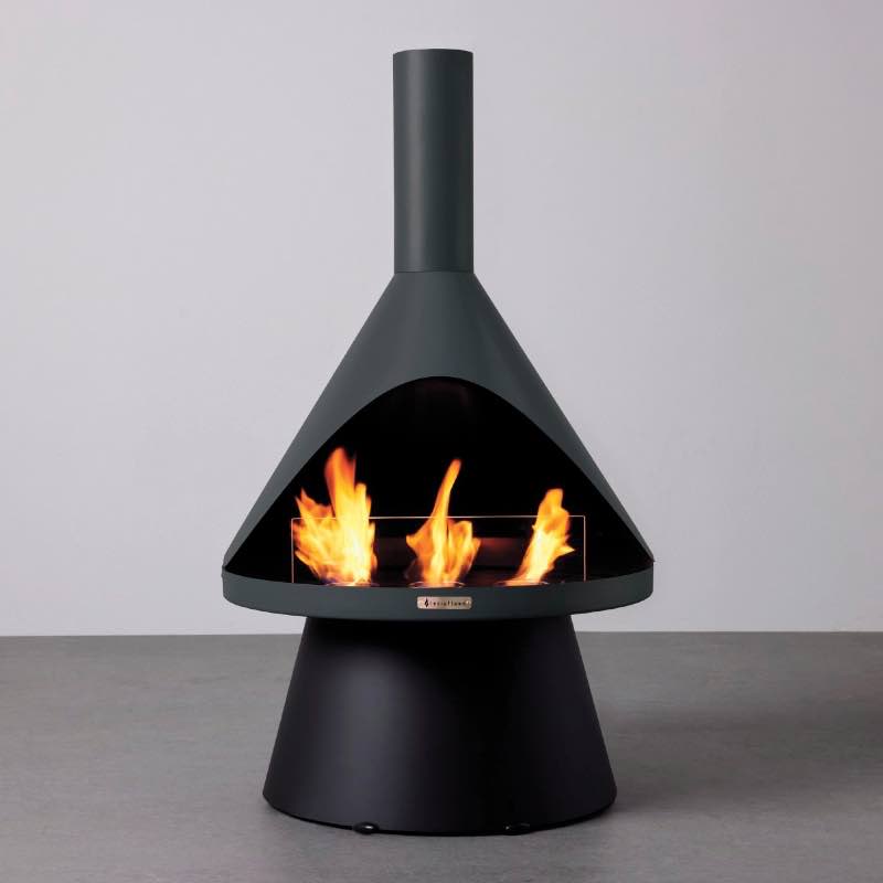 Indoor/ Outdoor Mid-Mod Gel Fuel Fireplace - Graphite